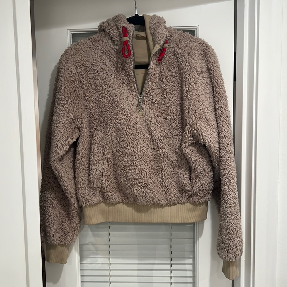 Beige Fuzzy Lululemon Hoodie (Size 4)